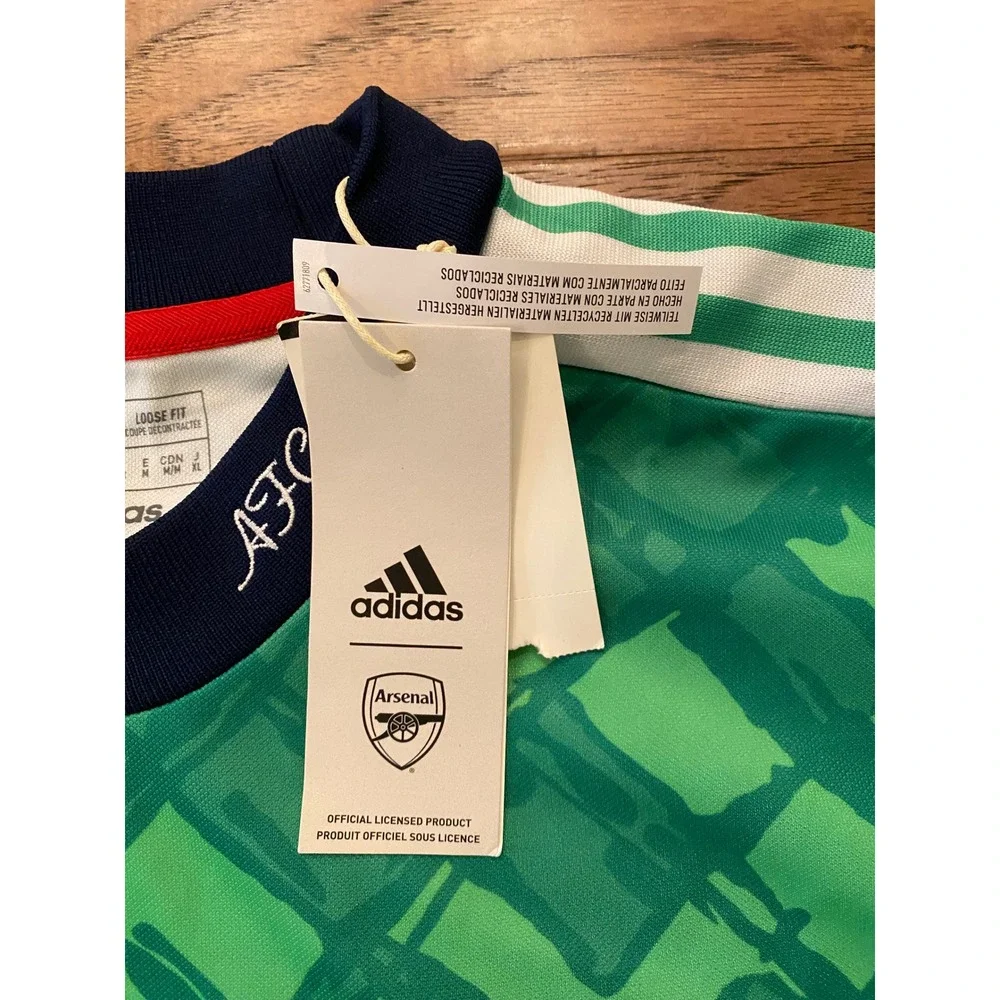 Adidas Arsenal FC Green Geometric Long Sleeve Training Jersey Mens Medium NWT